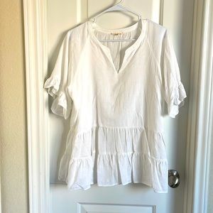 Linen ruffle hem top